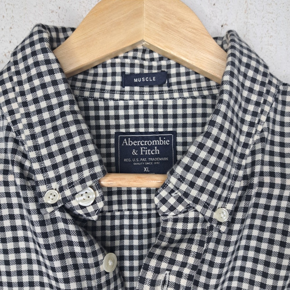 Collegiate Normcore Prep Abercrombie And Fitch Men's Muscle Shirt XL Gingham B/W